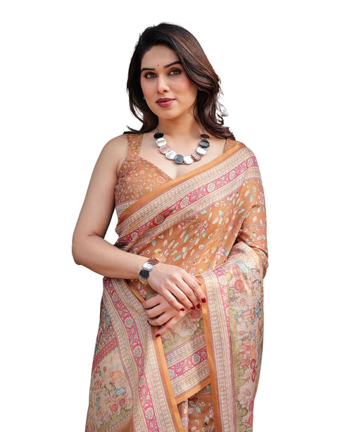 Vasthrlay Handloom Tassels Botanical Saree