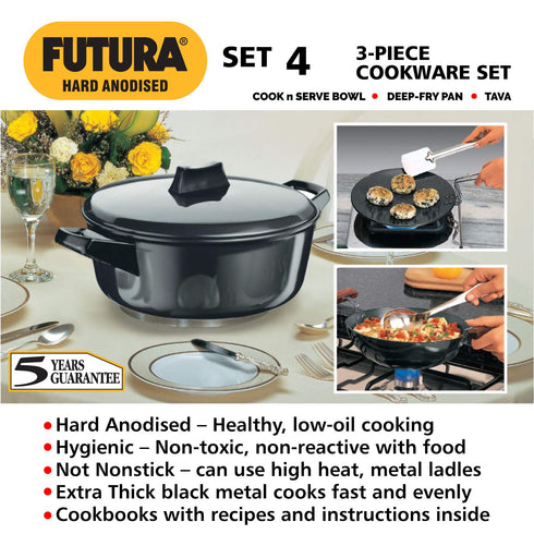 Hawkins Futura 3 Pieces Cookware Set 4 - Hard Anodised Tava