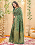 Vasthrlay Womens Weaving Unstitched Dark Green Saree