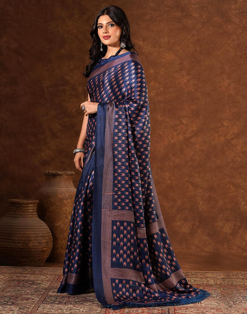 Vasthrlay Womens Printed Unstitched Brown Saree