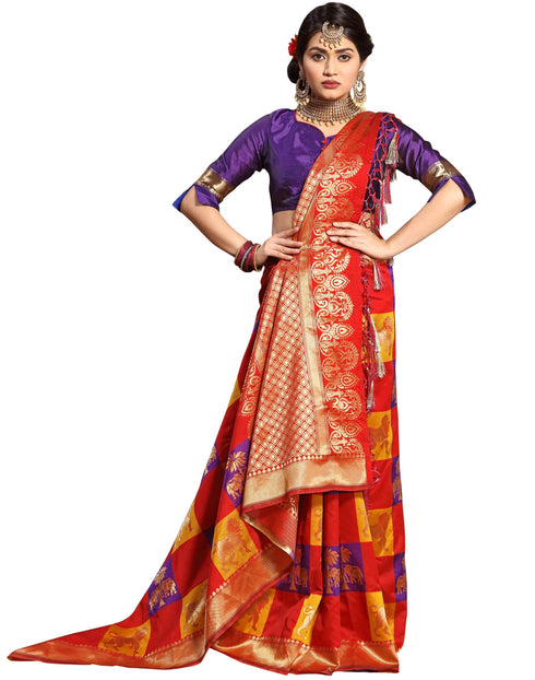 Vasthrlay Banarasi Printed Unstitched Saree