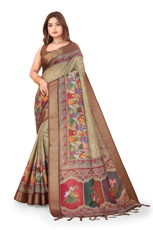 Vasthrlay Kanjivaram Traditional Unstitched Saree