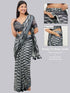 Vasthrlay Grey Multi Print Design Linen Ready To Wear Saree