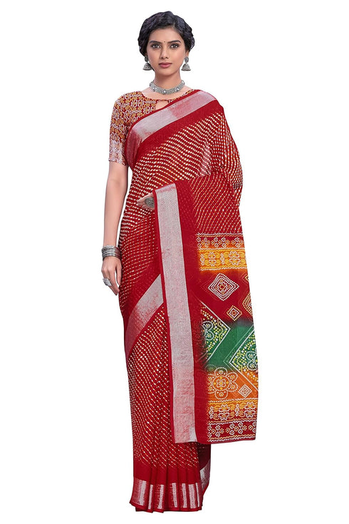 Vasthrlay Bandhani Chiffon Rani Ethnic Wear