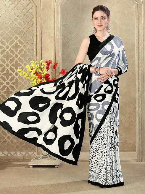 Vasthrlay Printed Off White1 White Saree
