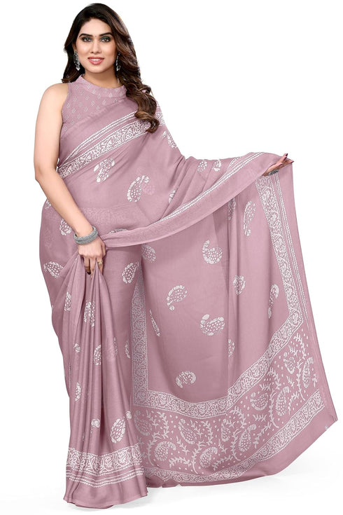 Vasthrlay Fashion Chiffon Printed Grey Ethnic Wear