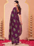 Vasthrlay Vichitra Printed Unstitched Maroon Saree