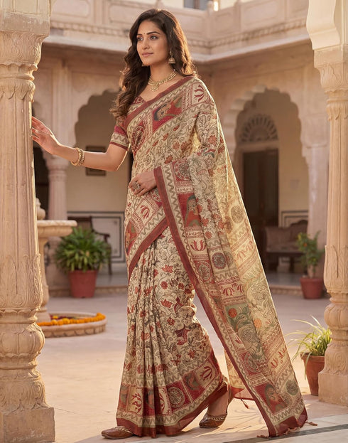 Vasthrlay Womens Printed Unstitched Purple Saree