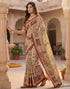 Vasthrlay Womens Printed Beige | Multi Saree With Unstitched Blouse Piece
