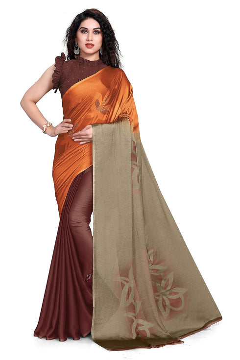 Vasthrlay Fashion Chiffon Printed Grey Ethnic Wear