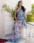 Vasthrlay Womens Cotton Unstitched Teal Saree