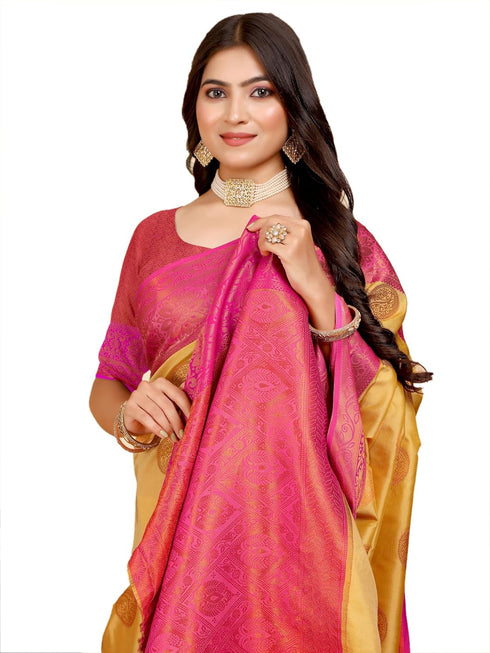 Vasthrlay Banarasi Mehendi Ethnic Wear