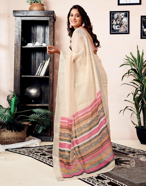Vasthrlay Womens Printed Unstitched Dark Green Saree