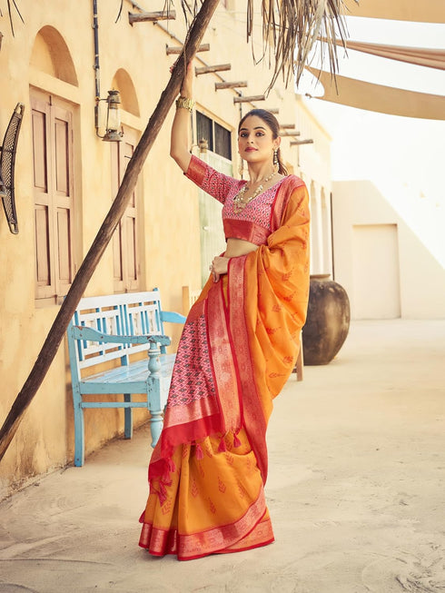 Vasthrlay Kanjivaram Banarasi Festival Unstitched Saree