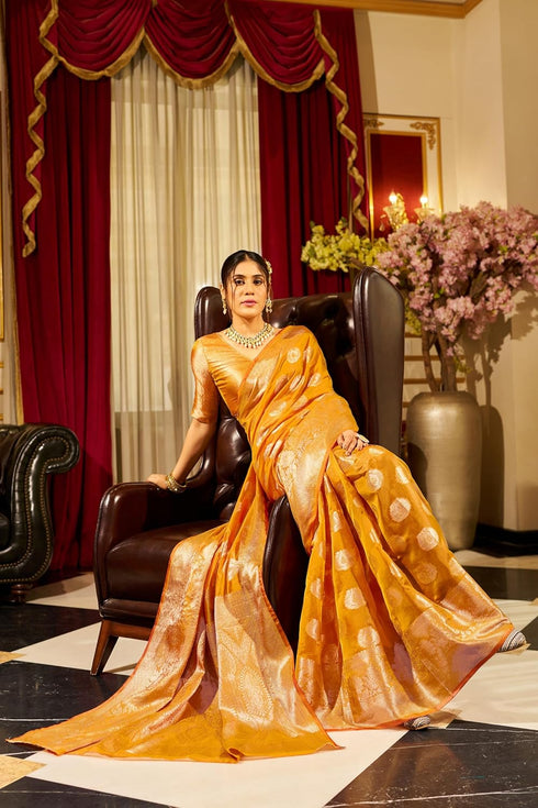 Vasthrlay Women's Organza Designer Unstitched Saree