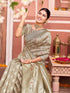 Vasthrlay Womens Weaving Dark Beige Saree With Unstitched Blouse Piece