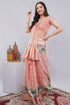 Vasthrlay Rose Pink Floral Print Chanderi Silk Blend Saree With Unstitched Blouse Piece