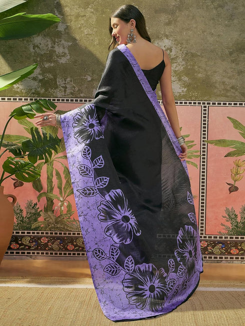 Vasthrlay Womens Printed Unstitched Beige Saree