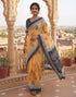 Vasthrlay Womens Printed Unstitched Olive Green Saree
