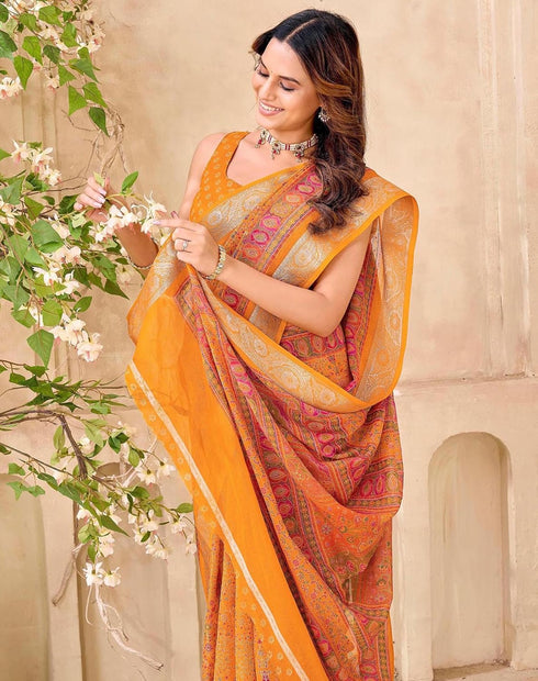 Vasthrlay Shimmer Embroidery Rani Saree