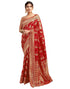 Vasthrlay Womens Banarasi Jacquard Red | Golden Saree With Unstitched Blouse Piece
