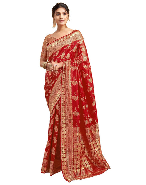 Vasthrlay Womens Banarasi Jacquard Sky Blue Saree