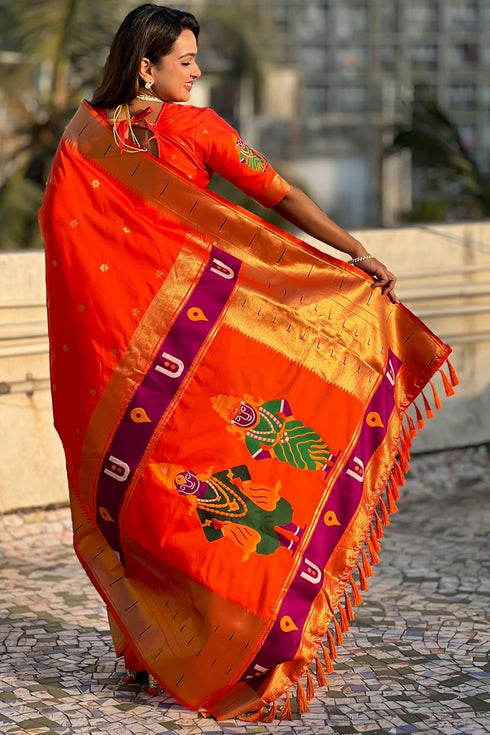Vasthrlay Kanjivaram Paithani Unstitched Mahendi Ethnic Wear