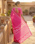 Vasthrlay Womens Printed Pink Saree With Unstitched Blouse Piece