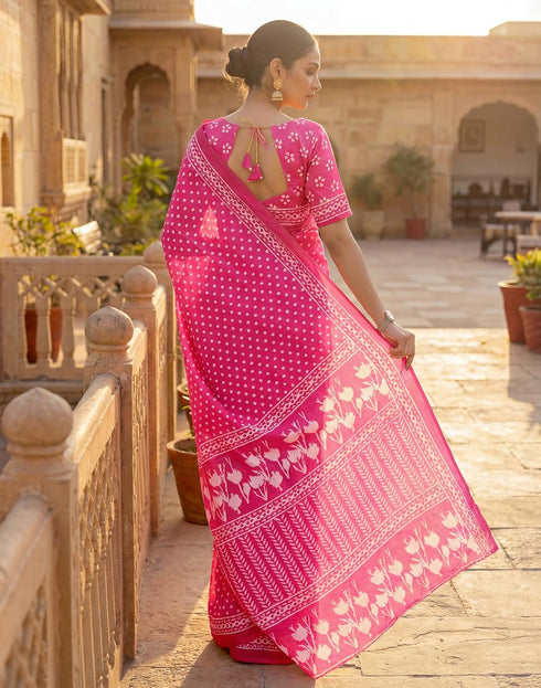 Vasthrlay Womens Printed Unstitched Navy Blue Saree