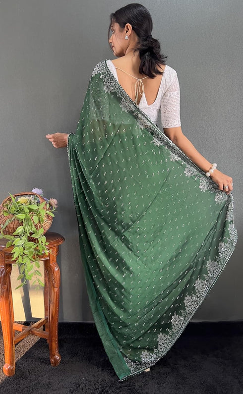 Vasthrlay Designer Georgette Border Traditional