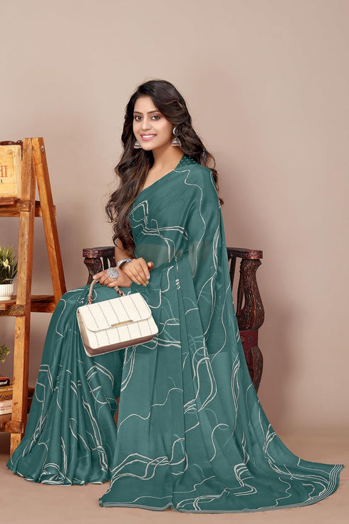 Vasthrlay Fashion Georgette Geometric Dusty Ethnic Wear