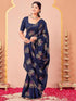 Vasthrlay Vichitra Printed Unstitched Maroon Saree