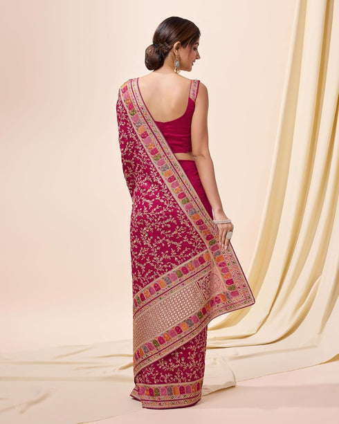 Vasthrlay Vichitra Embroidery Pink Ethnic Wear