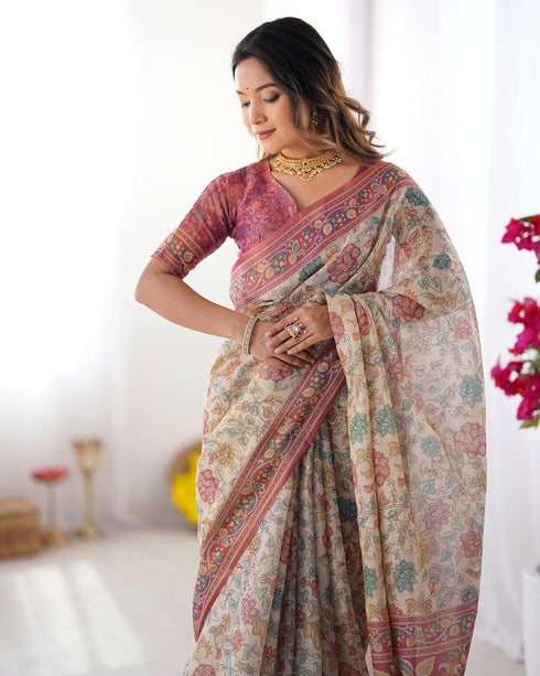 Vasthrlay Handloom Geometric Turquoise Saree