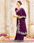 Vasthrlay Womens Scalloped Unstitched Maroon Saree