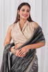 Vasthrlay Black Plain Shimmer Saree With Sequin Border Andunstitched Blouse Piece