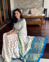 Vasthrlay Banarasi Jacquard Unstitched Beige Saree
