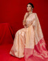 Vasthrlay Womens Weaving Cream | Gold Saree With Pink Unstitched Blouse Piece