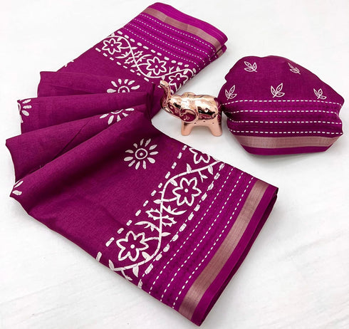 Vasthrlay Tussar Floral Bandhani