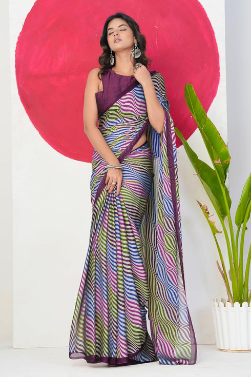 Vasthrlay Fashion Chiffon Georgette Teal Ethnic Wear