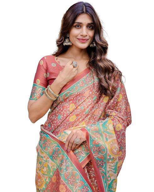 Vasthrlay Handloom Cotton Turquoise Saree