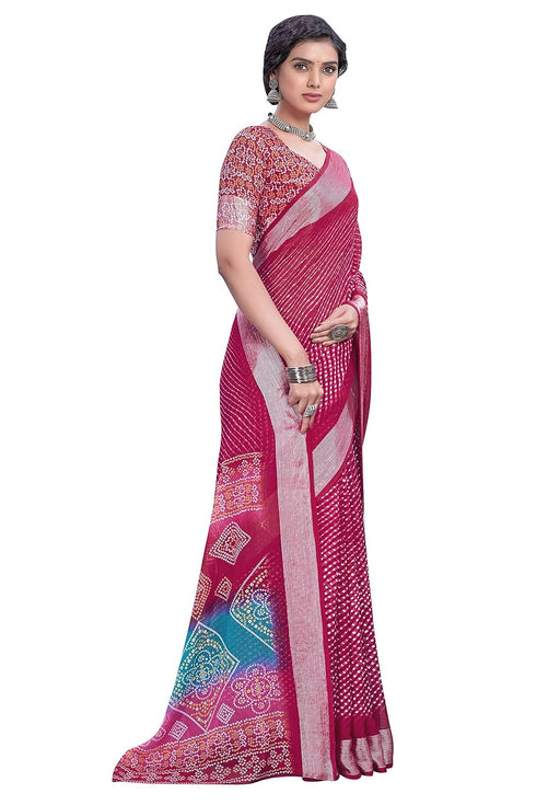 Vasthrlay Bandhani Chiffon Rani Ethnic Wear