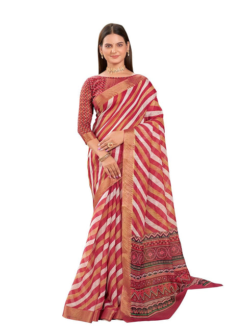 Vasthrlay Chanderi Leheriya Mothra Saree Multicolor