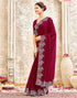 Vasthrlay Womens Scalloped Unstitched Maroon Saree