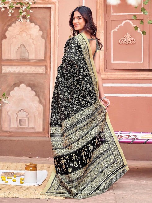 Vasthrlay Womens Printed Unstitched Dusty Pink Saree