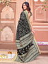 Vasthrlay Womens Printed Black Saree With Unstitched Blouse Piece