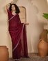Vasthrlay Womens Scalloped Unstitched Maroon Saree