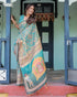 Vasthrlay Handloom Printed Turquoise Saree