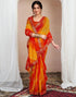 Vasthrlay Chiffon Bandhani Yellow & Dark Orange Saree With Unstitched Blouse Piece