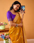 Vasthrlay Weaving Printed Unstitched Maroon Saree